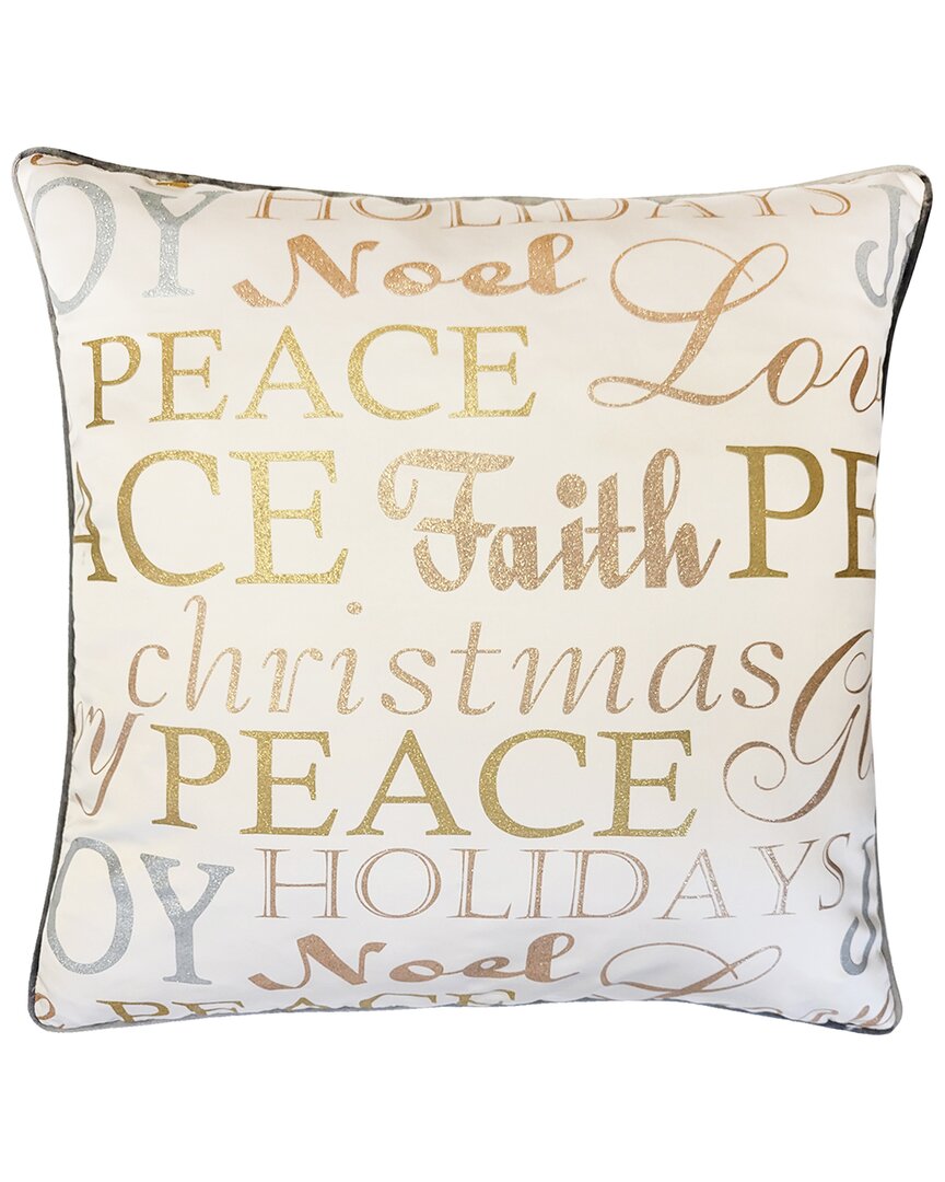 Shop Edie Home Edie@home Holiday Typography Decorative Pillow Cover In White