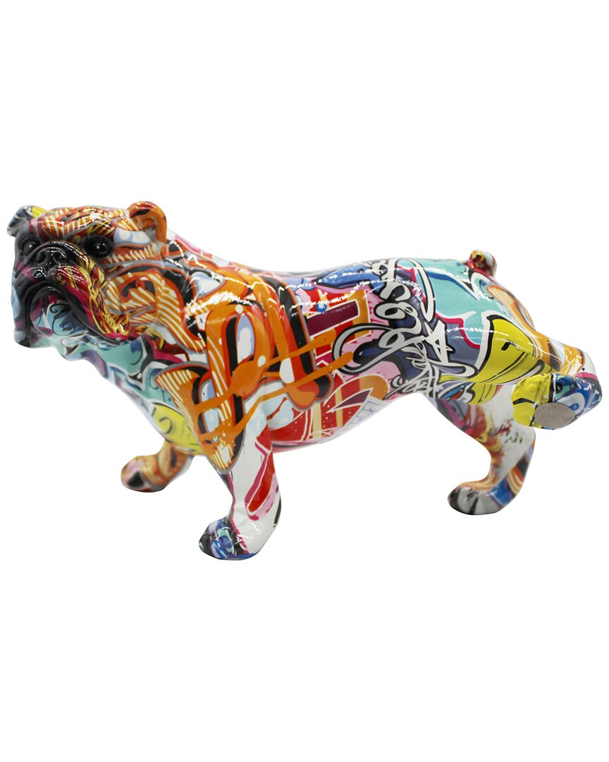 Interior Illusions Plus Street Art Bull Dog With Leg Up - 10.5 Long In Multicolor