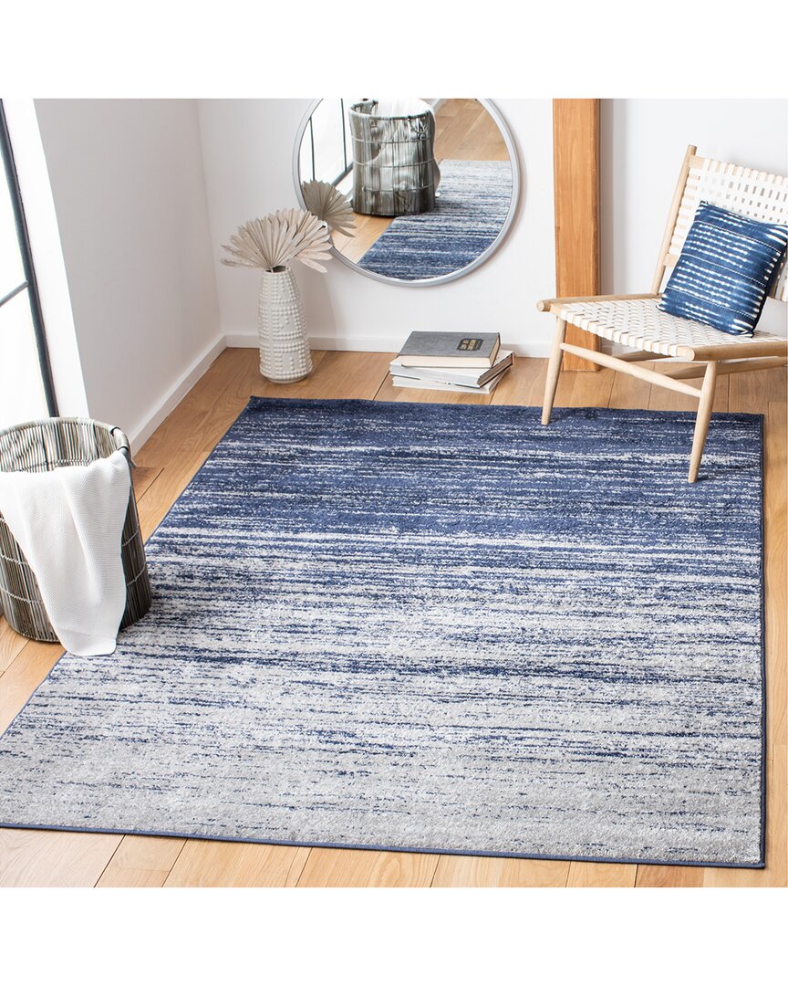 Safavieh Adirondack Machine Made Area Rug, Navy / Grey Contemporary Style Easy Care In Blue