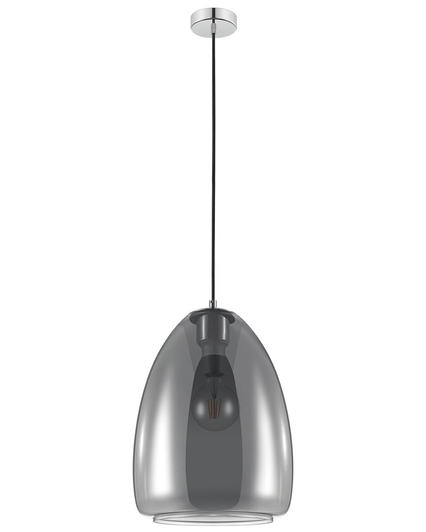 Eglo Alobrase 1 Light Pendant With Matte Black Finish & Metallic Smoked Glass Shade