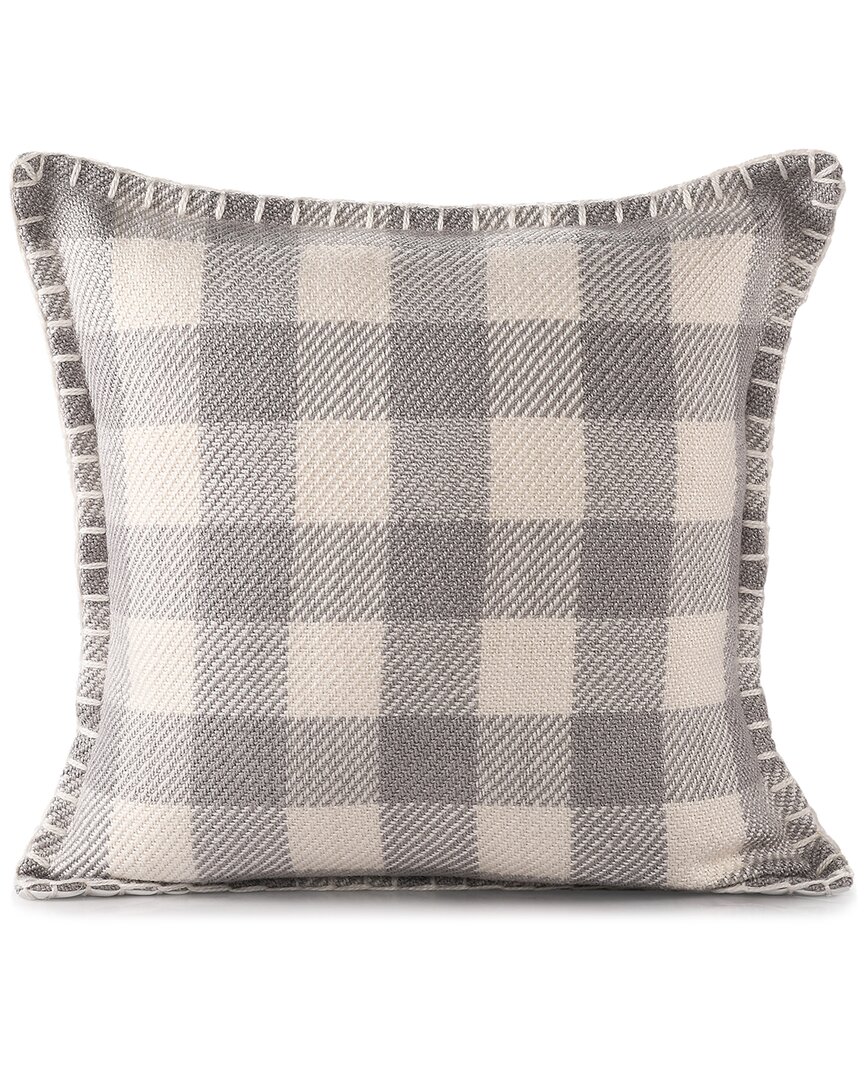 Lr Home Dahlia Hand-woven Plaid Indoor/outdoor Throw Pillow In Gray