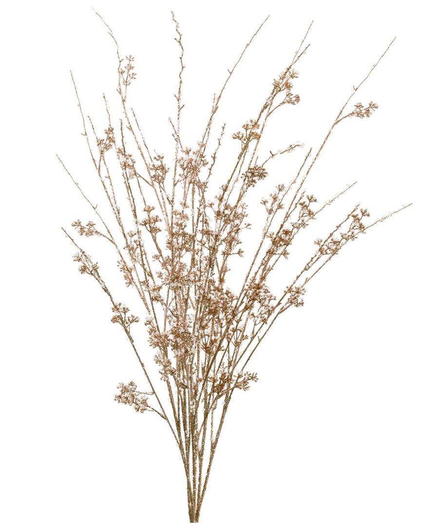 Melrose International Set Of 2 Beaded Iced Berry Spray In Gold