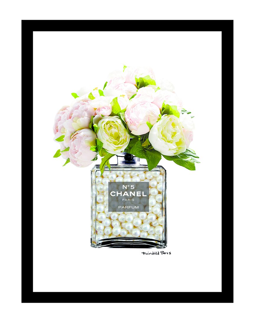 Fairchild Paris Chanel Pearls Bottle Floral Vase Wall Art