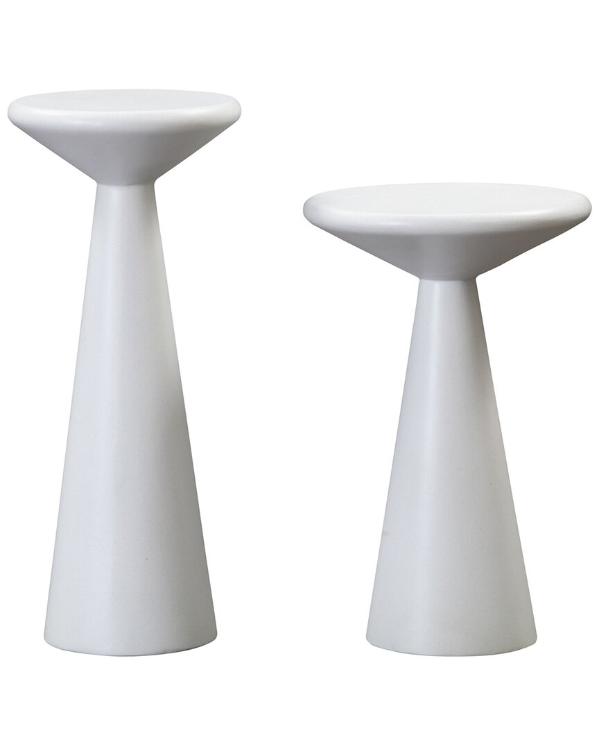 Tov Gianna Set Of 2 Concrete Accent Tables In White