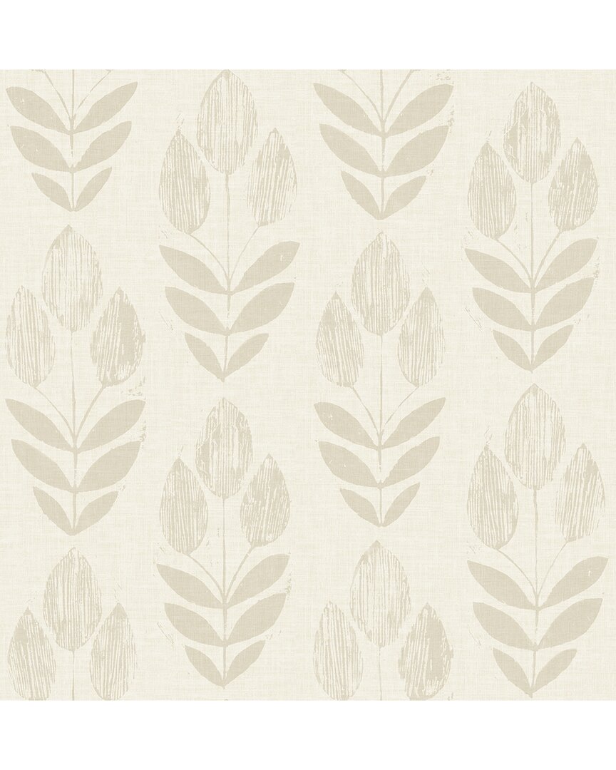 Nuwallpaper Cream Folk Tulip Peel & Stick Wallpaper In Grey