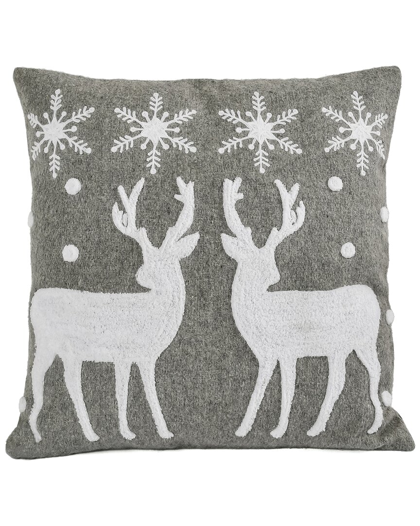 Shop Hgtv National Tree Company  18in Deer With Snowflake Pillow In Grey