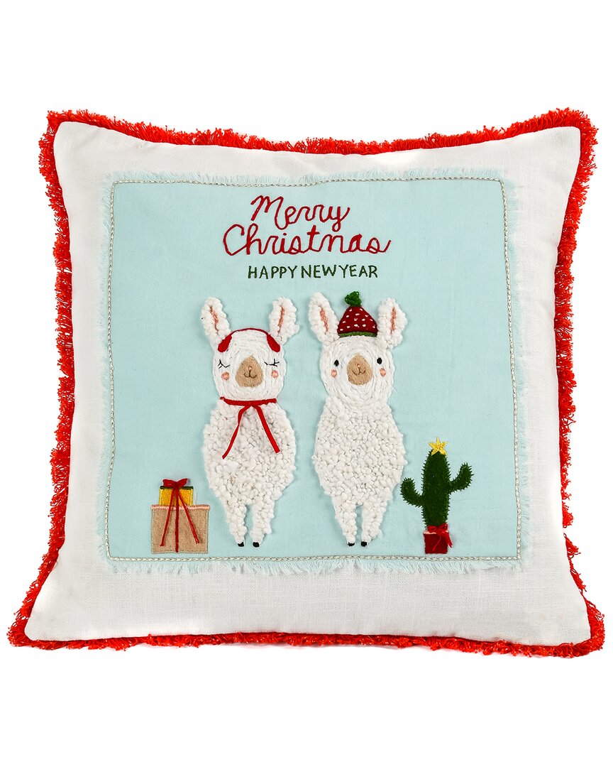 Shop Hgtv National Tree Company  18in Merry Christmas Llama Pillow In White