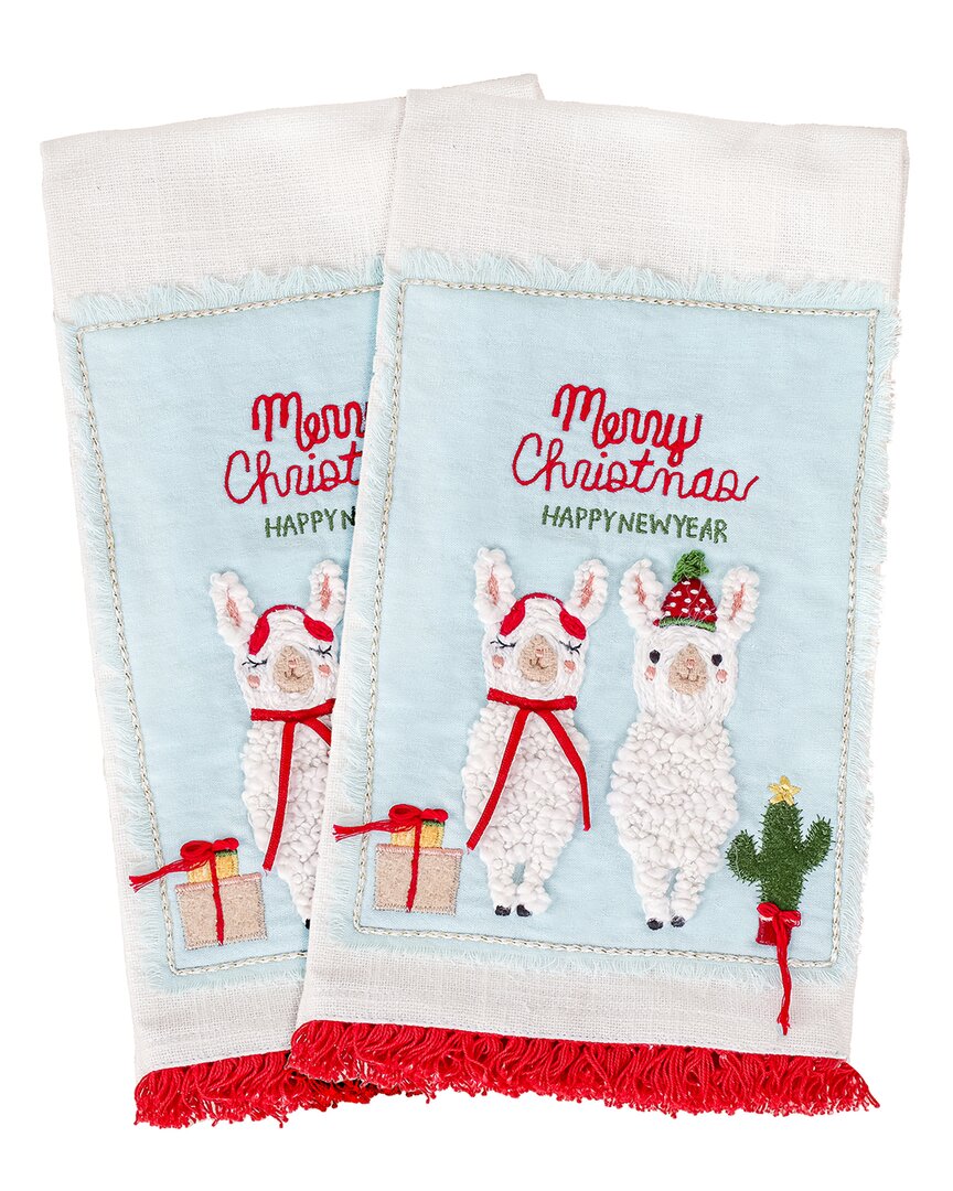 Shop Hgtv National Tree Company  18in Llama Merry Christmas Kitchen Towels Set In White