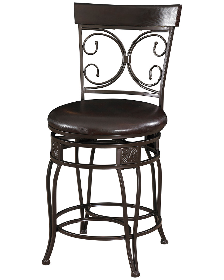 Powell Back Scroll Counter Stool In Brown