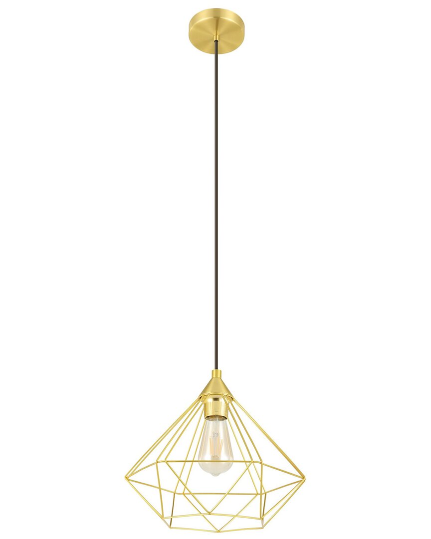 Eglo Tarbes 1 Light Open Frame Geometric Pendant With Brushed Brass Finish & Black Acccents