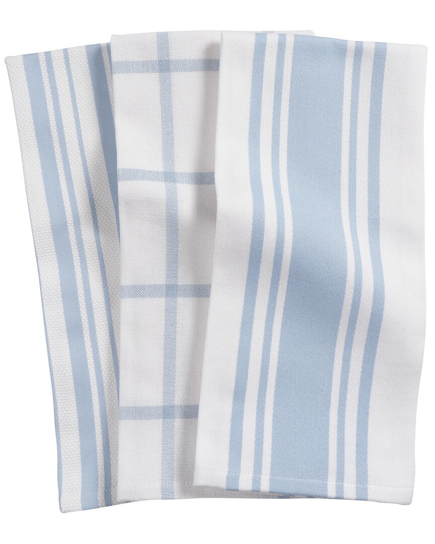 Kaf Home Centerband/basketweave Kitchen Towels Set Of 3 In Blue