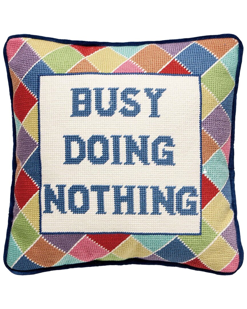 Peking Handicraft Busy Doing Nothing Embroidered Needlepoint Pillow