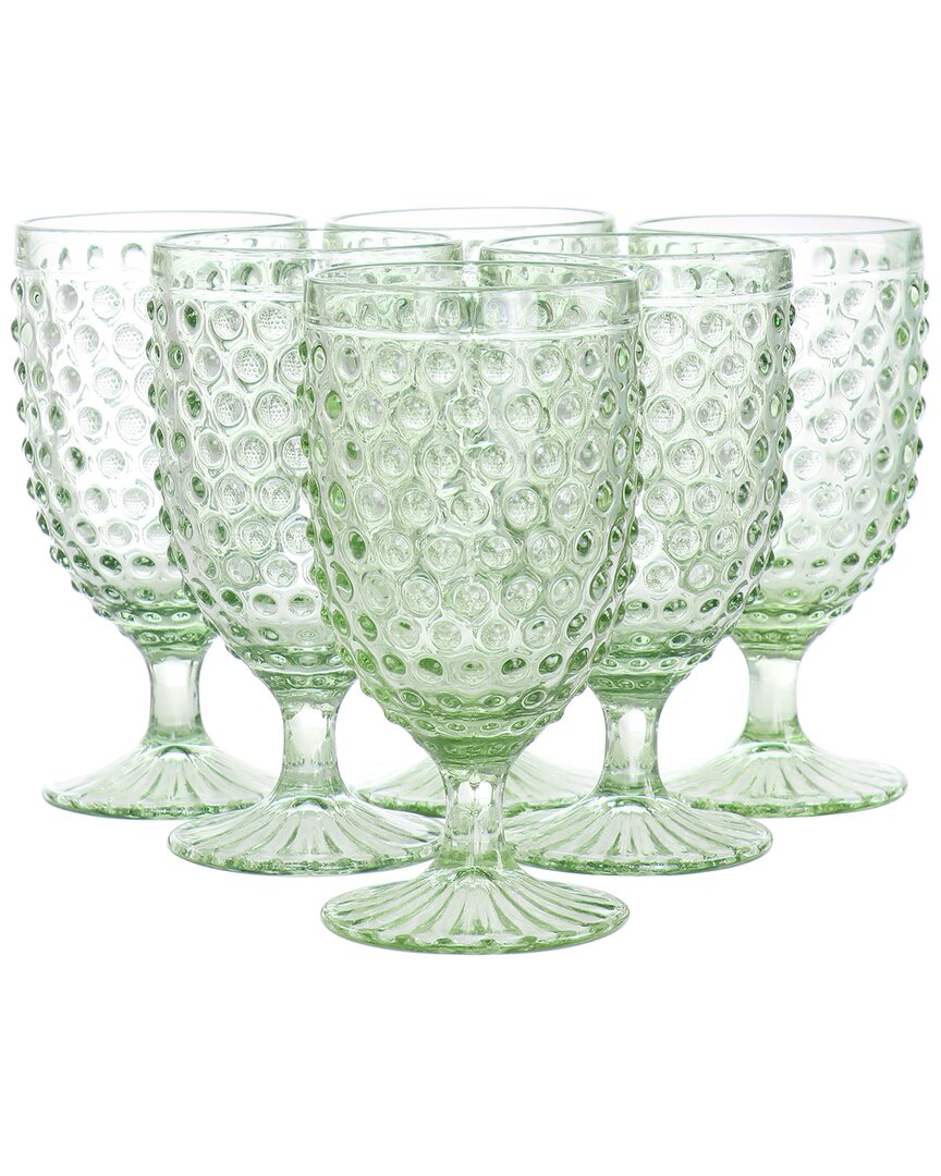 Martha Stewart 6pc 14.2oz Glass Hobnail Goblet Drinkware Set