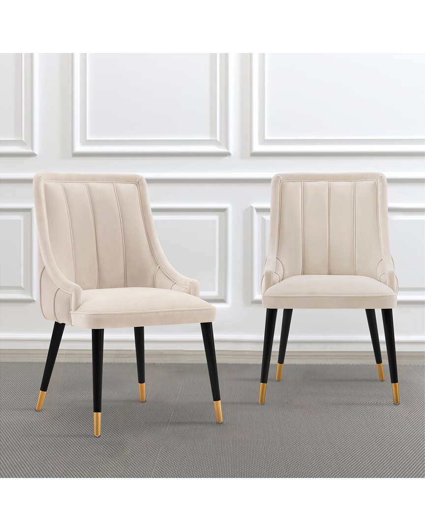 Manhattan Comfort Set Of 2 Eda Dining Chairs In Neutral