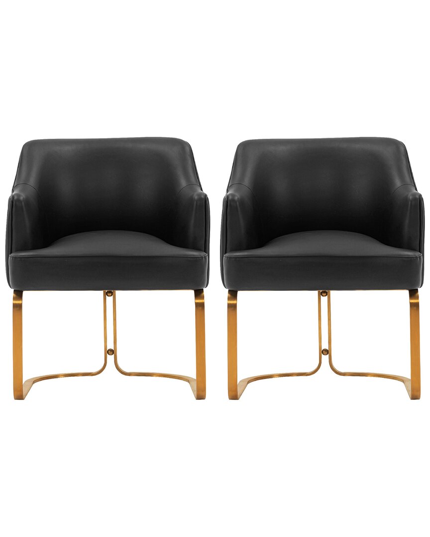 Manhattan Comfort Set Of 2 Edra Dining Armchairs In Black