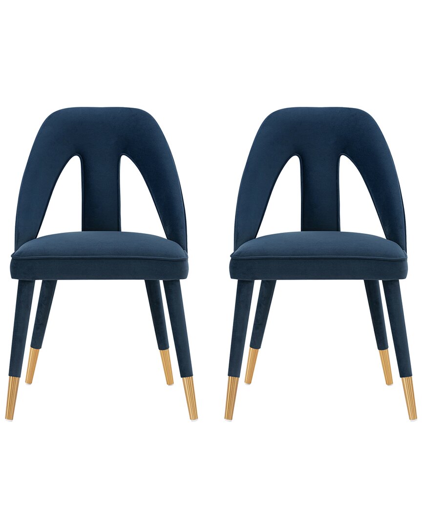Manhattan Comfort Set Of 2 Neda Dining Chairs In Midnight Blue