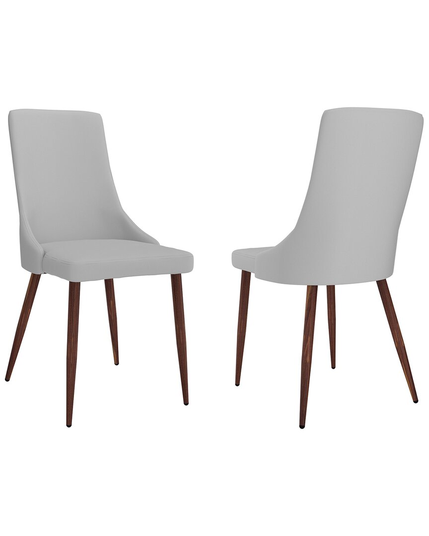 Worldwide Home Furnishings Set Of 2 Mid-century Fabric & Metal Side Chair In Grey