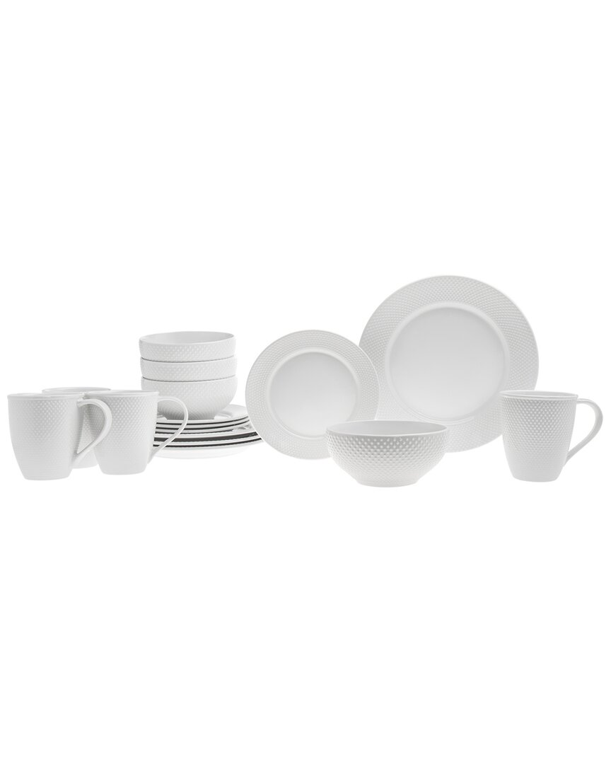 Godinger Pique Plain 16pc Dinnerware Set In Off-white