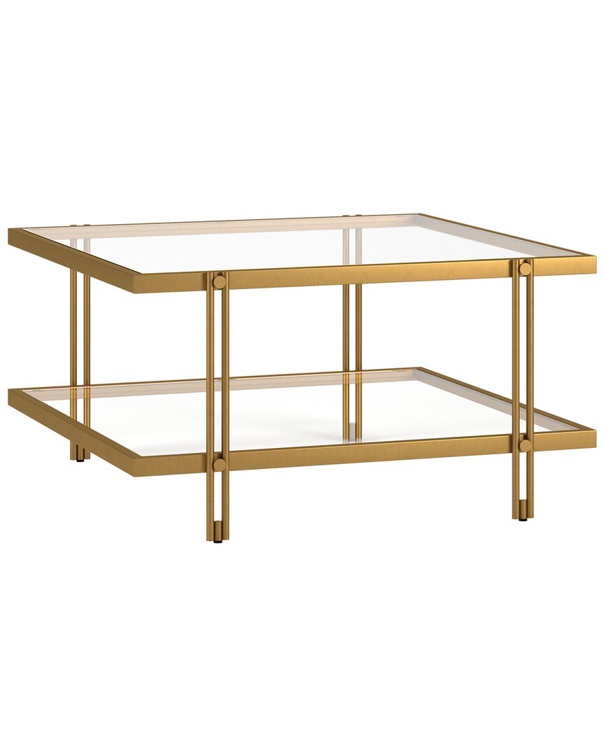 Abraham + Ivy Inez Brass Finish Square Coffee Table In Gold