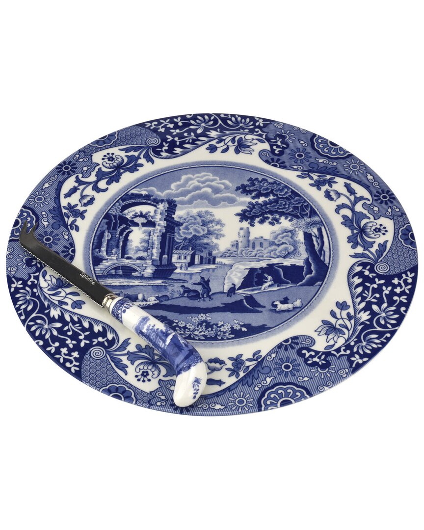 Shop Spode Blue Italian 2pc Cheese Plate With Knife