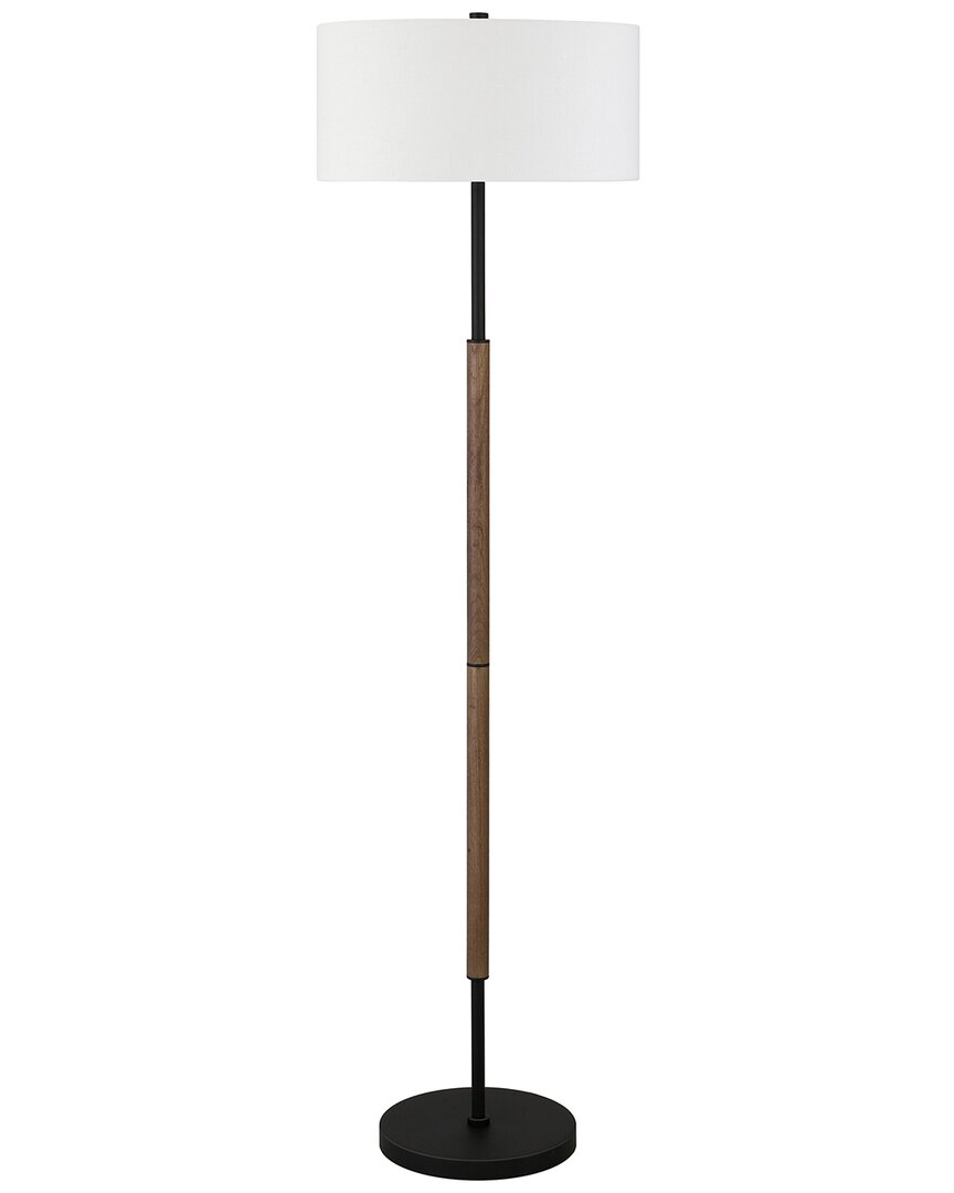 Abraham + Ivy Simone 2-light Floor Lamp With Fabric Shade In Bla In White