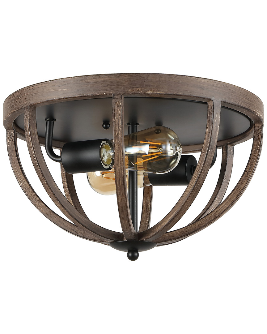 Jonathan Y Darlene 13in 2-light Iron Rustic Farmhouse Led Flush Mount In Metallic