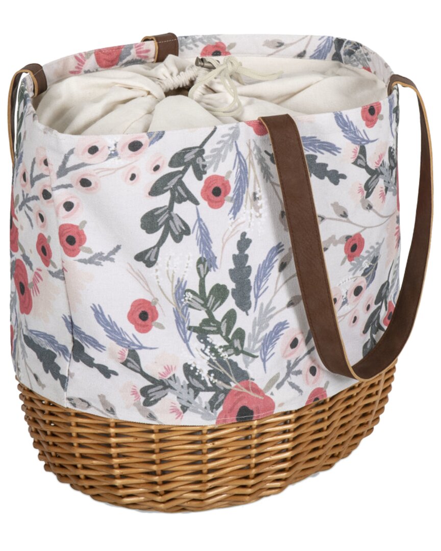 Picnic Time Coronado Floral Canvas And Willow Basket Tote
