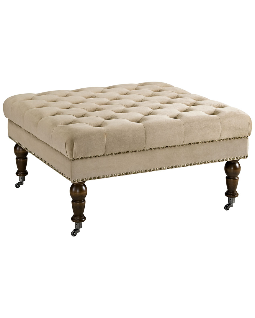 Linon Furniture Linon Tess Tan Velvet Square Ottoman