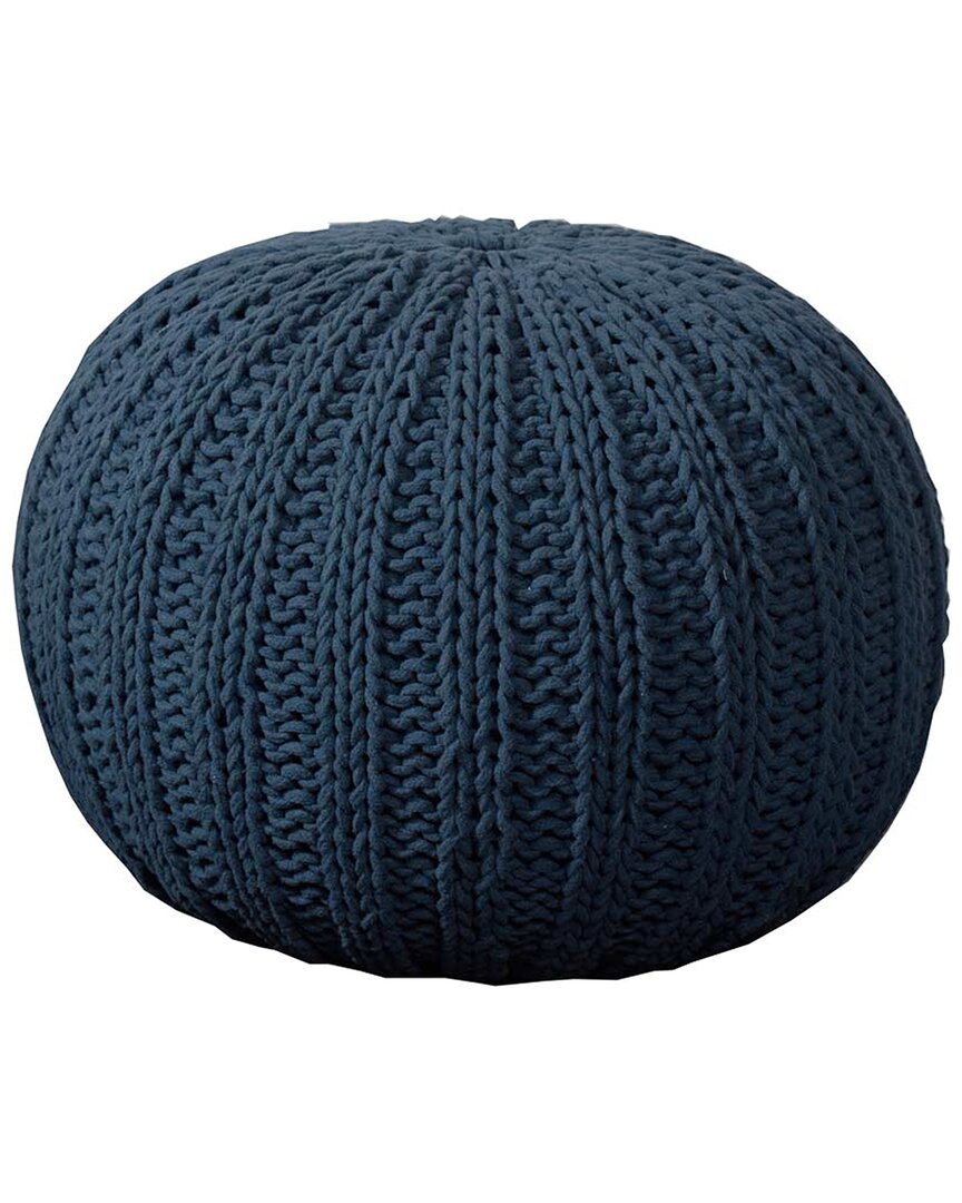 Lr Home Celtic Navy Cableknit Ottoman Pouf In Blue