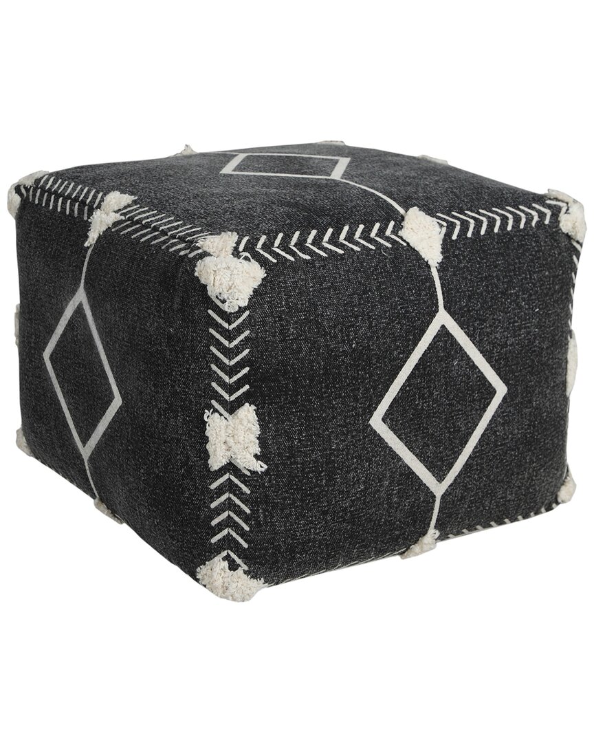 Lr Home Abigail Black/white Geometric Hand-woven Ottoman Pouf