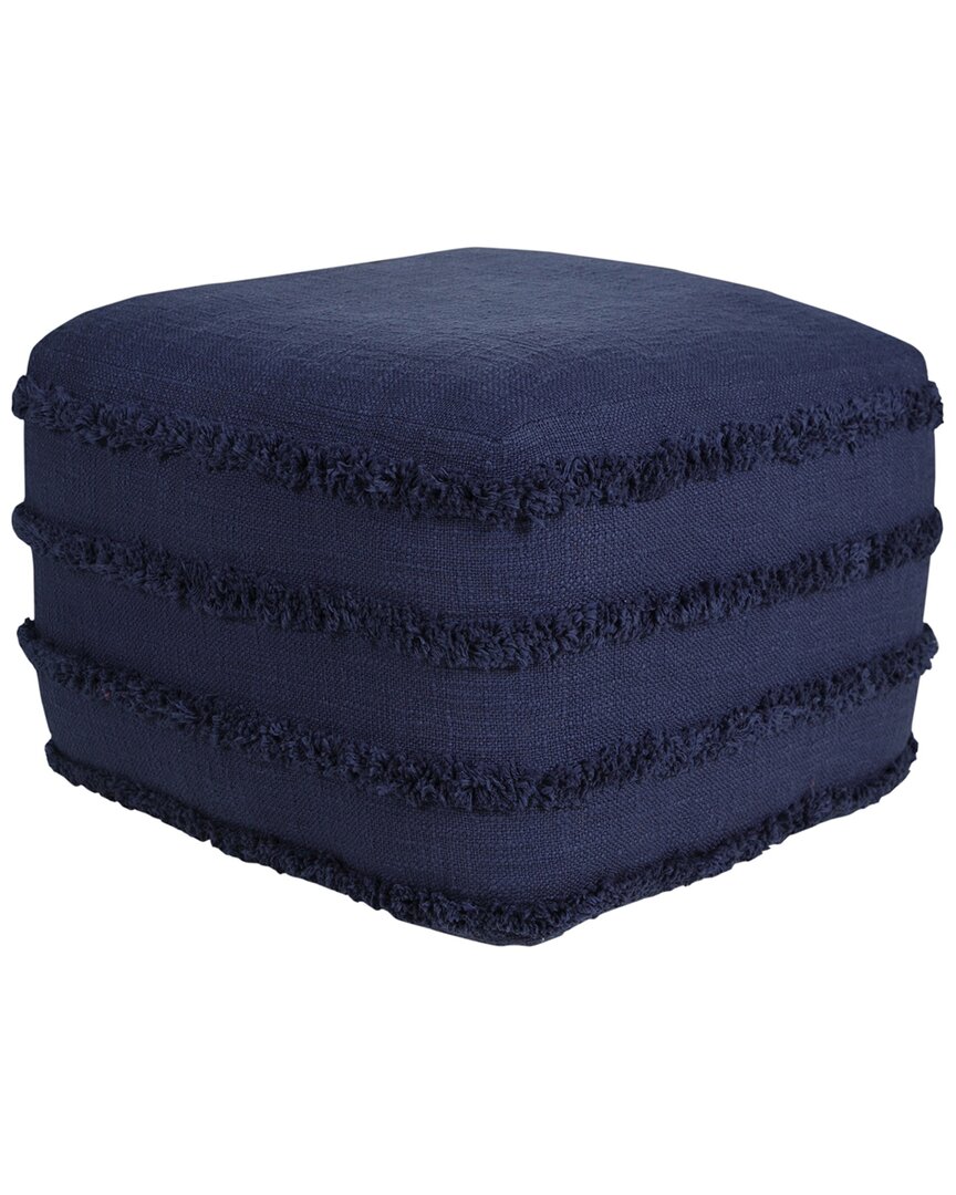 Lr Home Rory Navy Blue Striped Hand-woven Ottoman Pouf