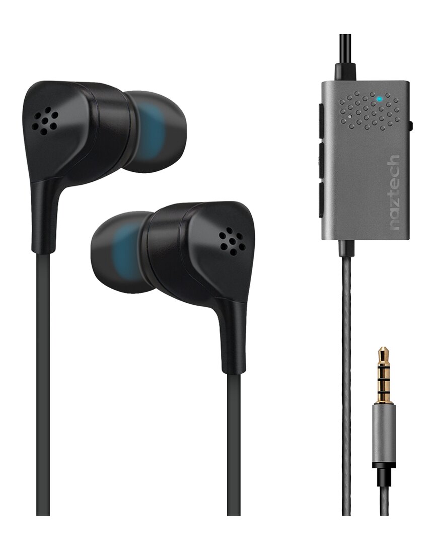 Naztech X1anc Active Noise Cancelling Earphones 3.5mm In Black