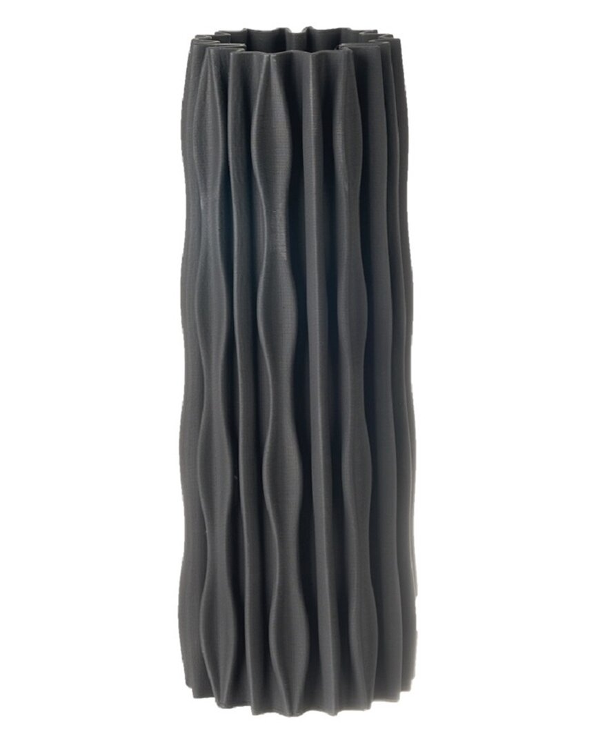 Bidkhome Ceramic 3d Printed Vase In Black