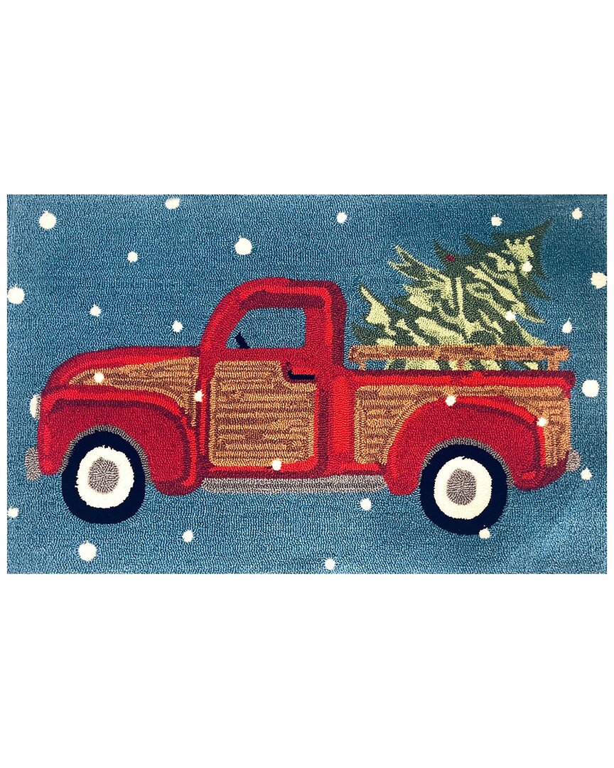 The Rug Market Vintage Holiday Truck 24x36in Doormat In Blue