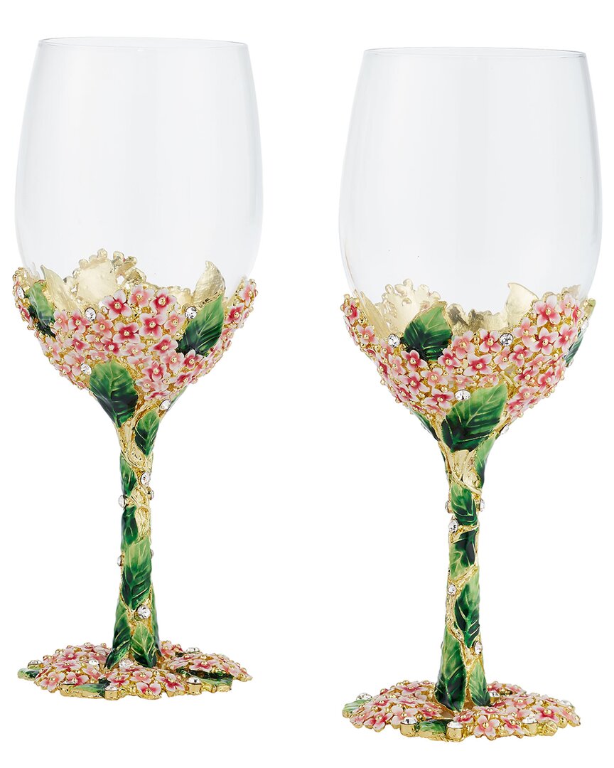 Olivia Riegel Set Of 2 Pink Lantana Wine Glass