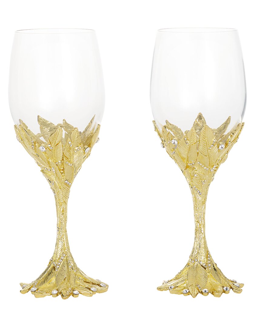 Olivia Riegel Set Of 2 Preen Wine Glass In Gold