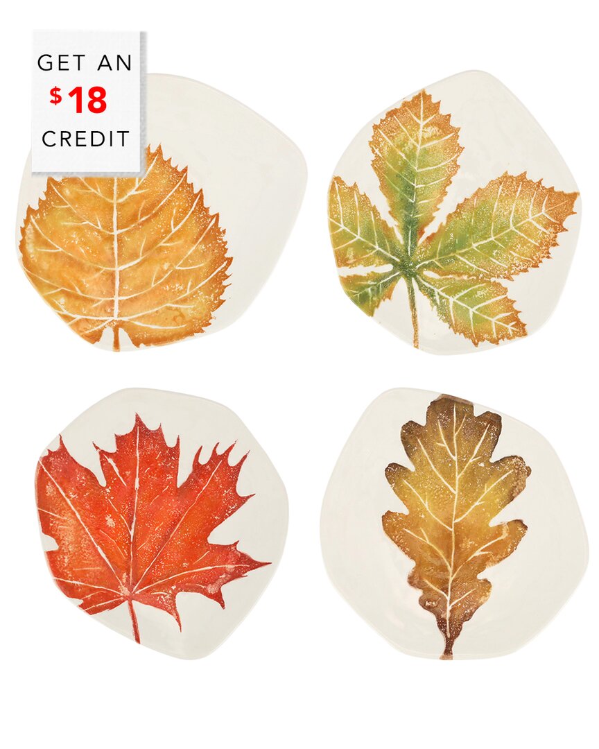 Shop Vietri Set Of 4 Autunno Assorted Salad Plates With $18 Credit In Brown