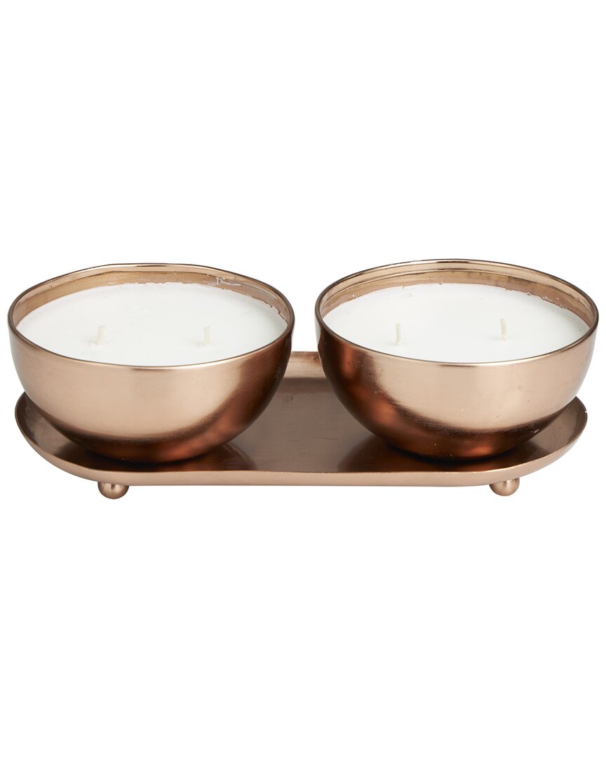 Peyton Lane Set Of 2 White Wax Tropical Breeze Scented 12Oz 2-Wick Candle