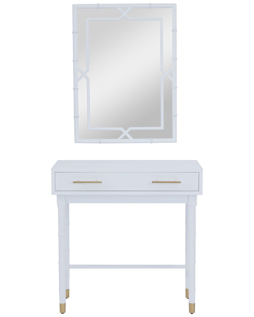 Peyton Lane 2pc Single-drawer Console Table With Mirror Set In White