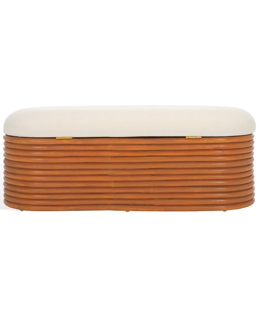 Safavieh Couture Bayard Rattan Storage Bench In Brown