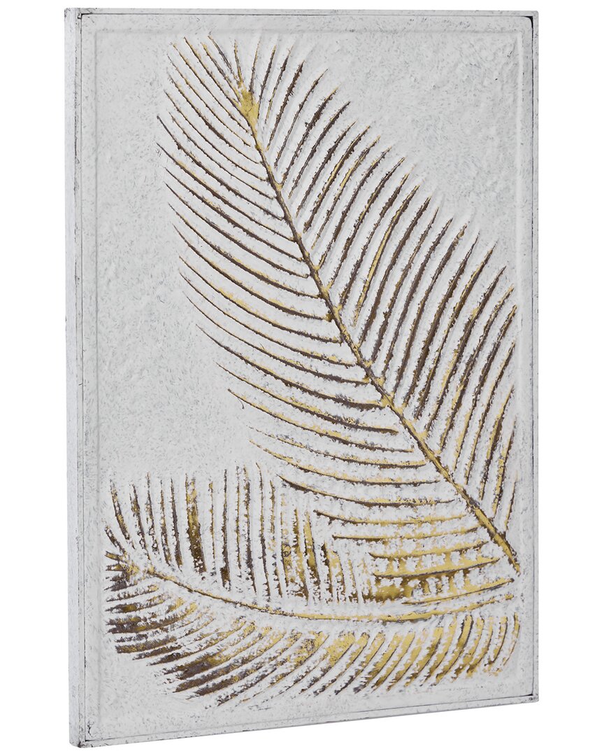 Peyton Lane Leaf Gold Metal Relief Palm Wall Decor With Gold Detailing