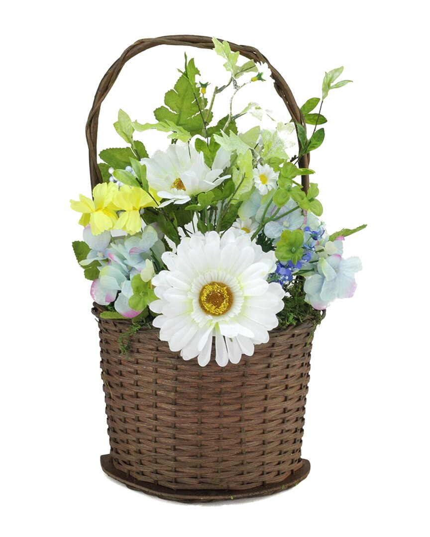 NORTHLIGHT DARICE 14.5IN MIXED FLOWER ARTIFICIAL ARRANGEMENT WITH BASKET
