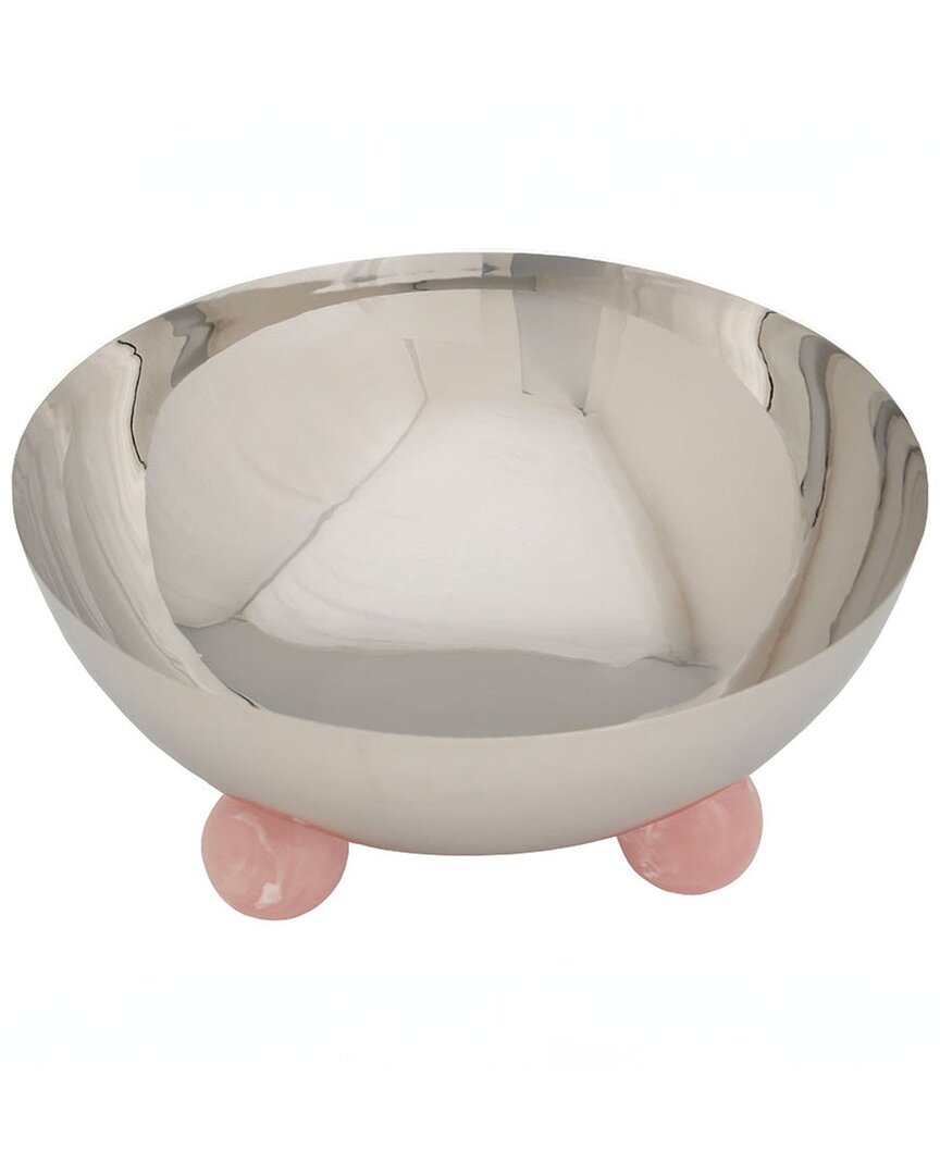 Shop Godinger Hyaline Pink Serving Bowl In Silver