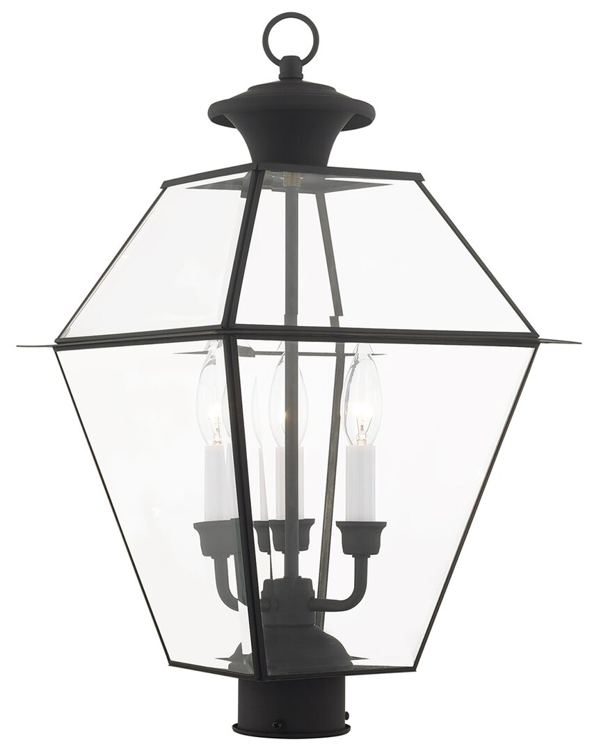 Livex Lighting 3-light Outdoor Post Top Lantern In Black
