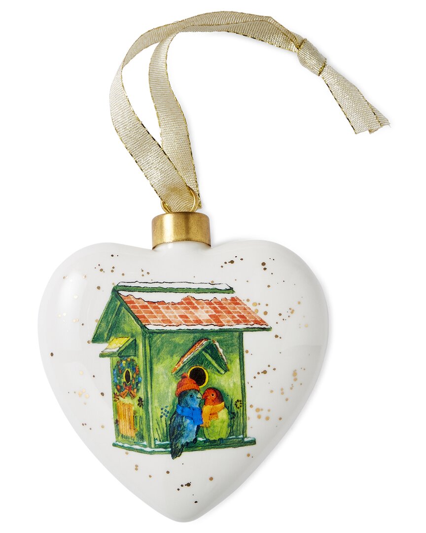 Spode Kit Kemp Heart Ornament - Lovebirds In Multi