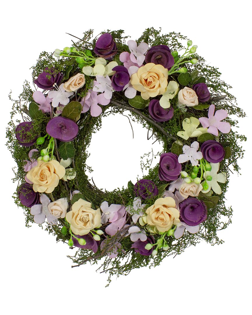 Shop Northlight 14in Flora, Berries & Twig Artificial Spring Wreath In Purple