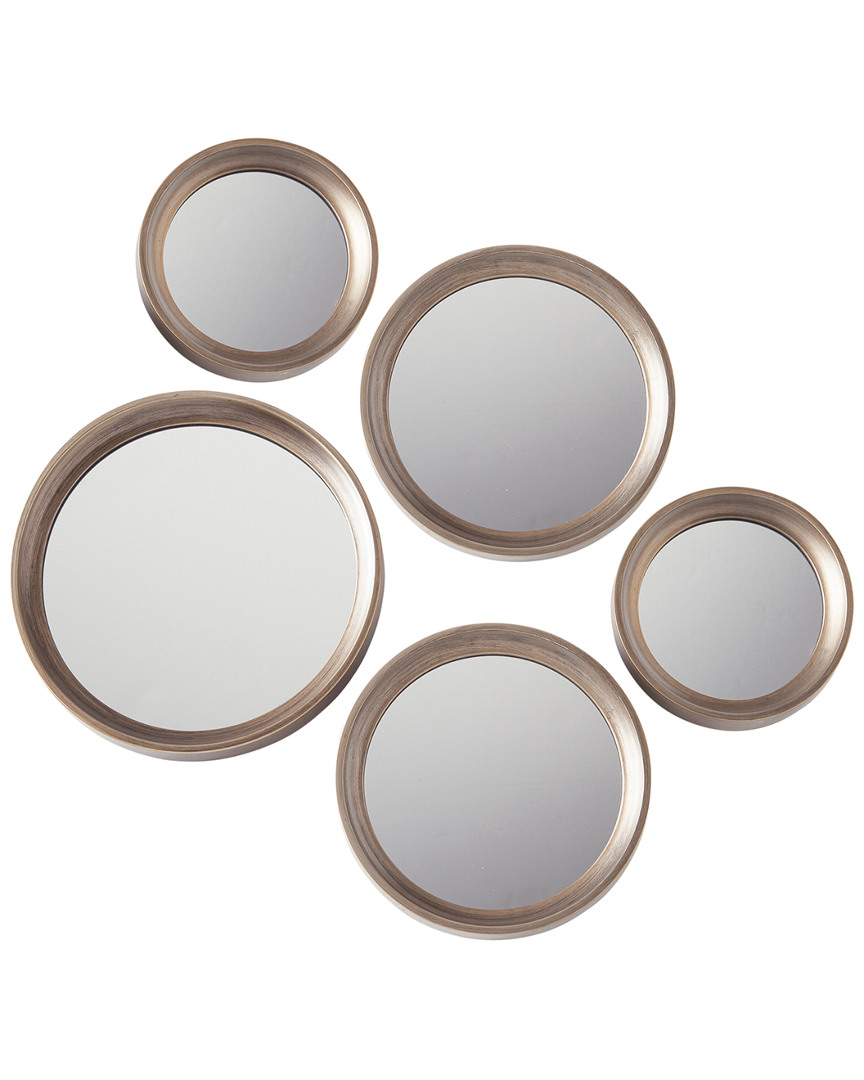 Torre And Tagus Portico Round Antique Gold Set Of 5 Mirrors