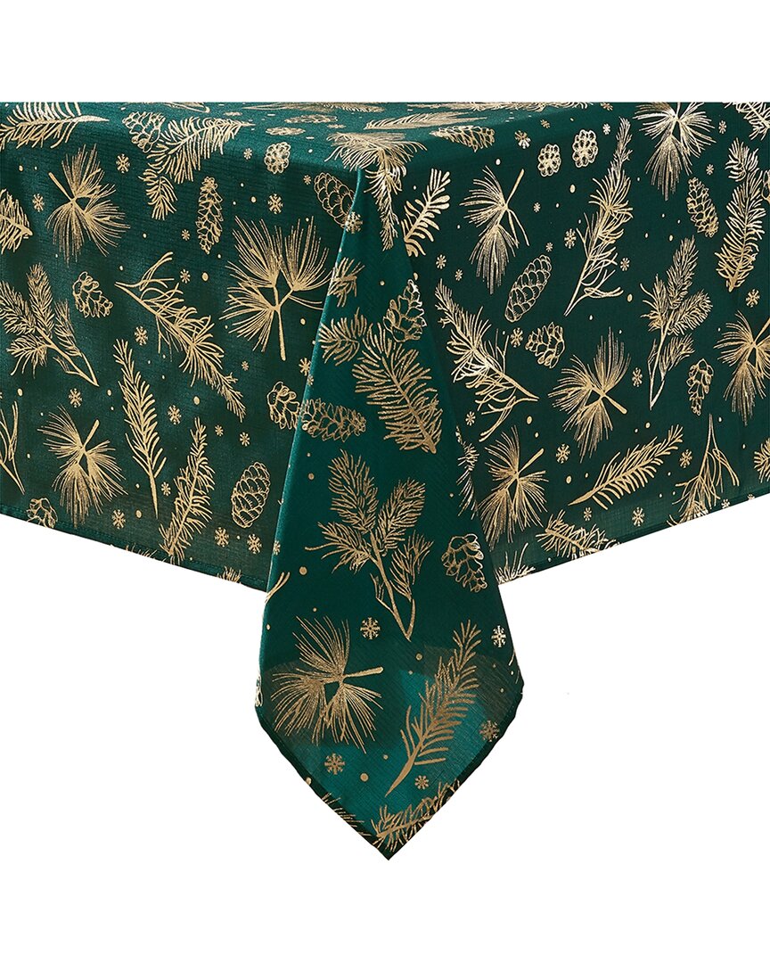 Elrene Home Fashions Pine Foil Fabric Holiday Tablecloth In Green