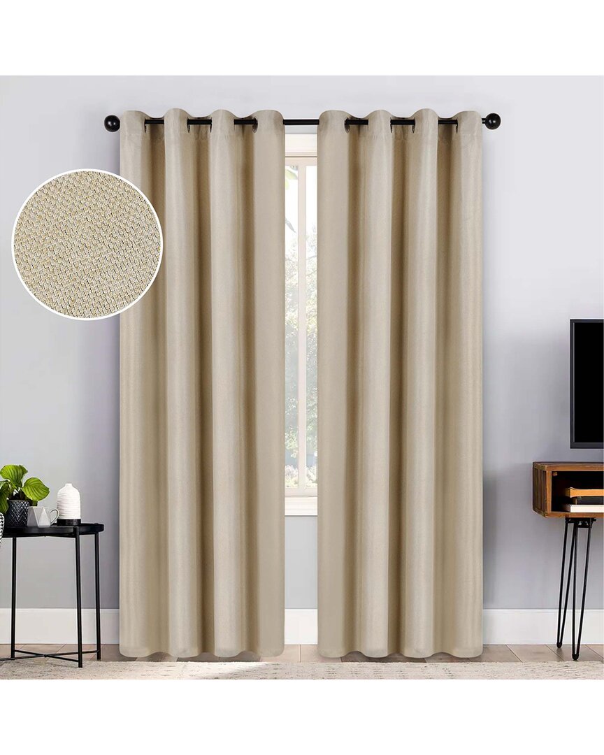 Superior 52x96 Jaxon Textured Blackout 2pc Curtain Panel Set In Beige