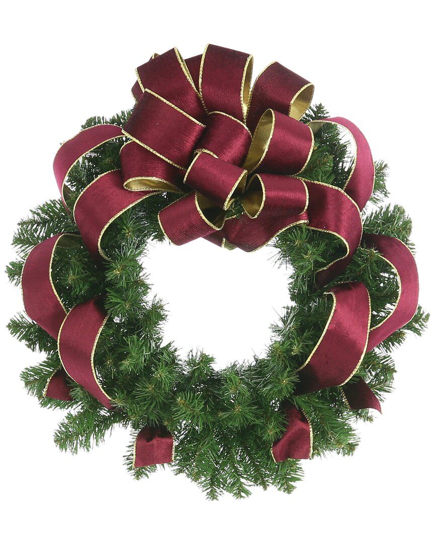 Creative Displays 32in Holiday Wreath With Plaid Bow In Green